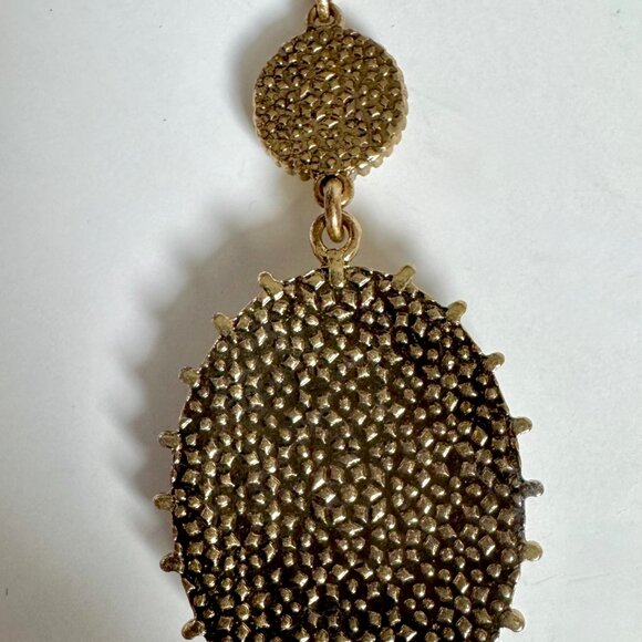 Vintage Lucky Gold Tone Moonglow Pendant Necklace with Matching Dangle Earrings - Picture 6 of 16